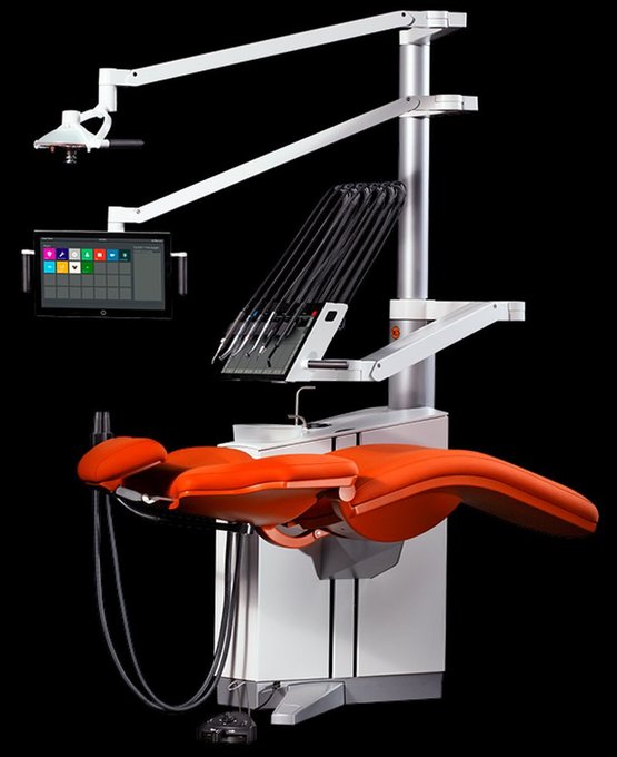 XO FLOW Behandlungseinheit Coral Red Seitenansicht